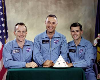 The Apollo 1 vrew: (L-R) Ed White, Guss Grissom, and Roger Chaffee.
